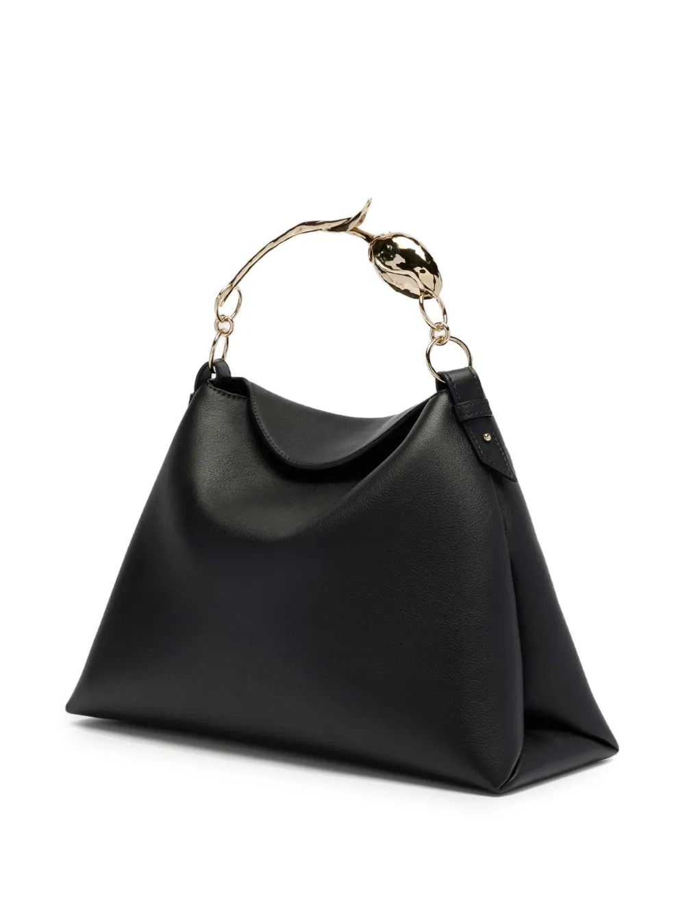 ERDEM Midi Bloom leren shopper met handvat Zwart