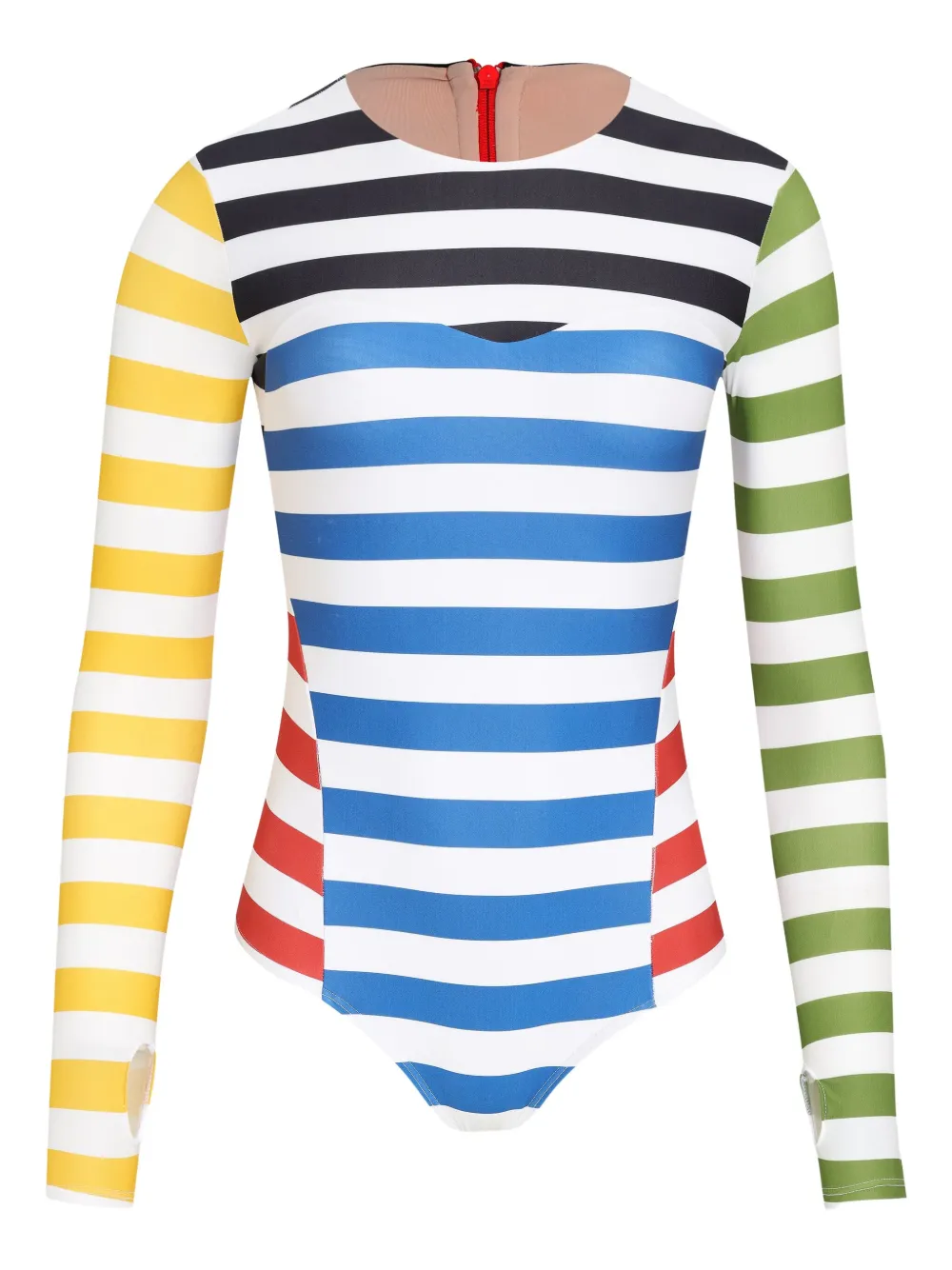 Amir Slama striped long-sleeve swimsuit Wit