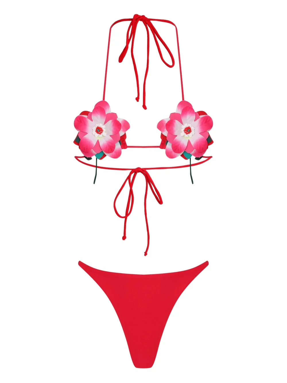Amir Slama flower-embellished triangle bikini Rood
