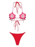 Amir Slama flower-embellished triangle bikini - Red