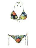 Amir Slama floral-print ruffled bikini - Black