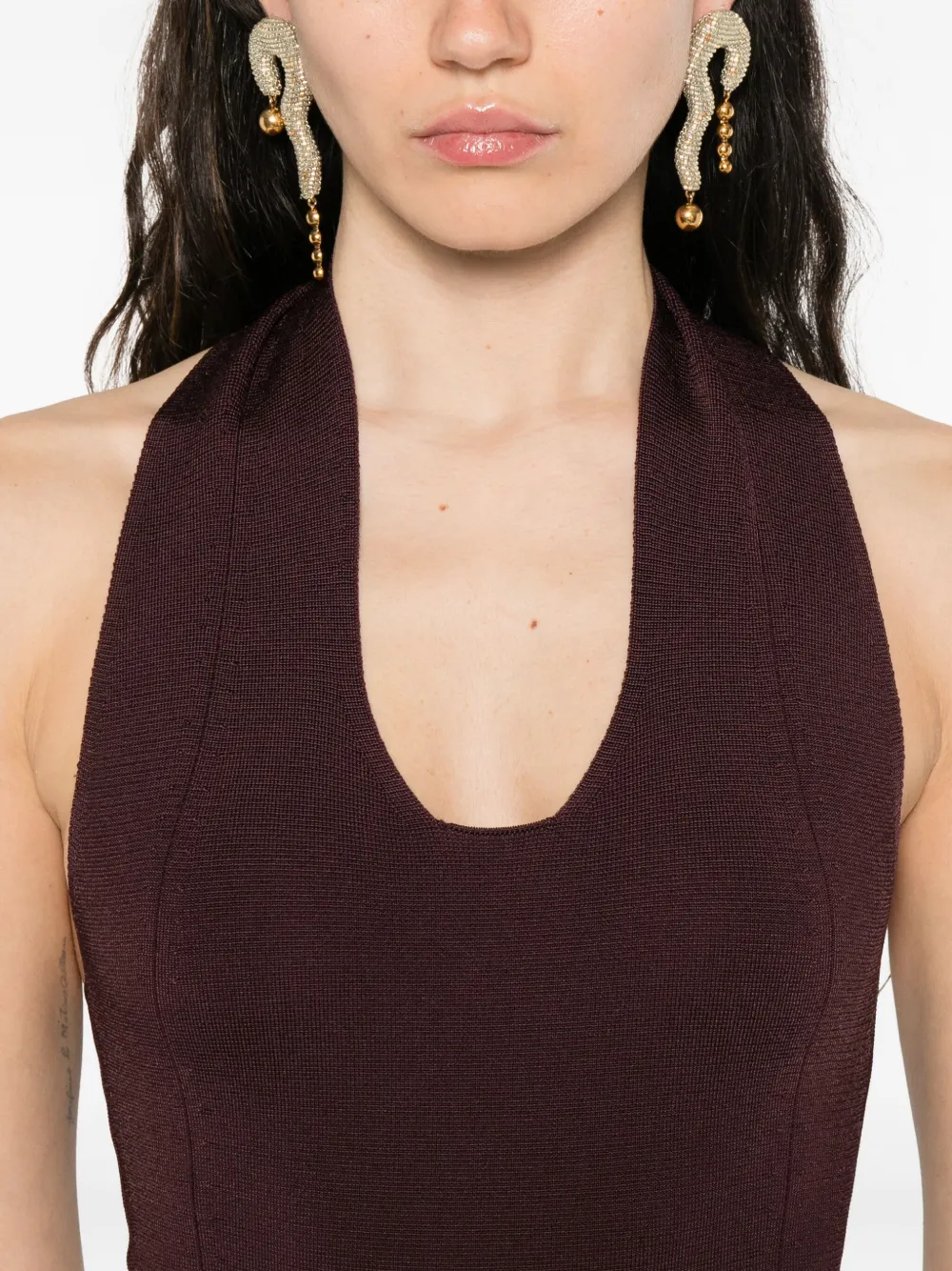 KHAITE halterneck bodysuit Rood