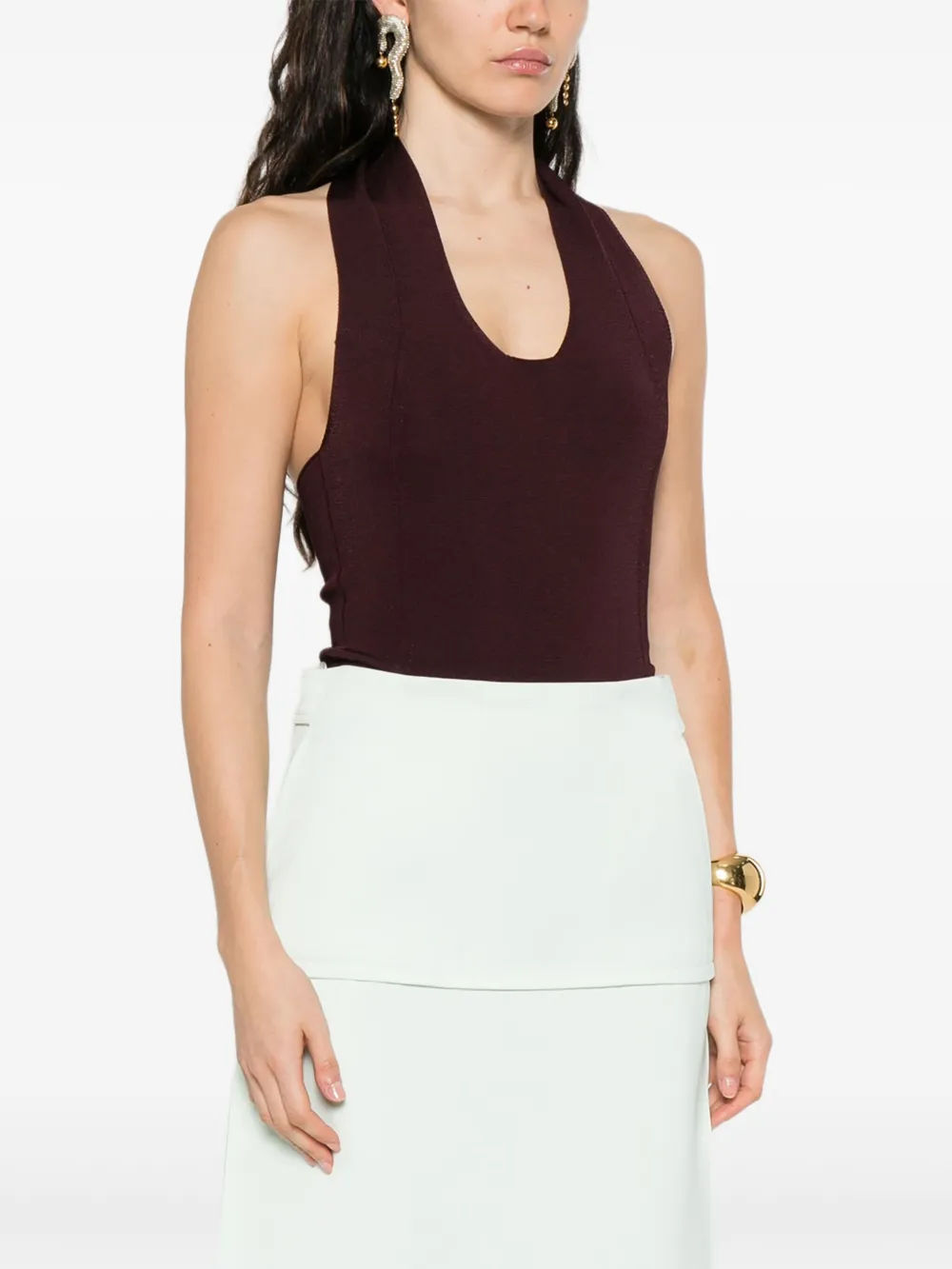 KHAITE halterneck bodysuit Rood