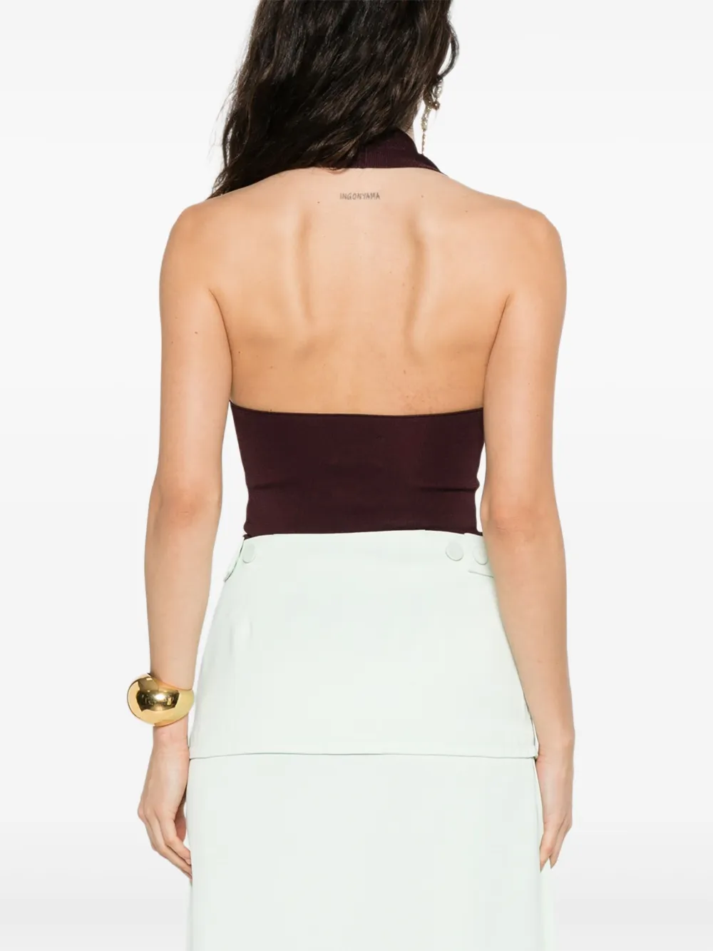KHAITE halterneck bodysuit Rood