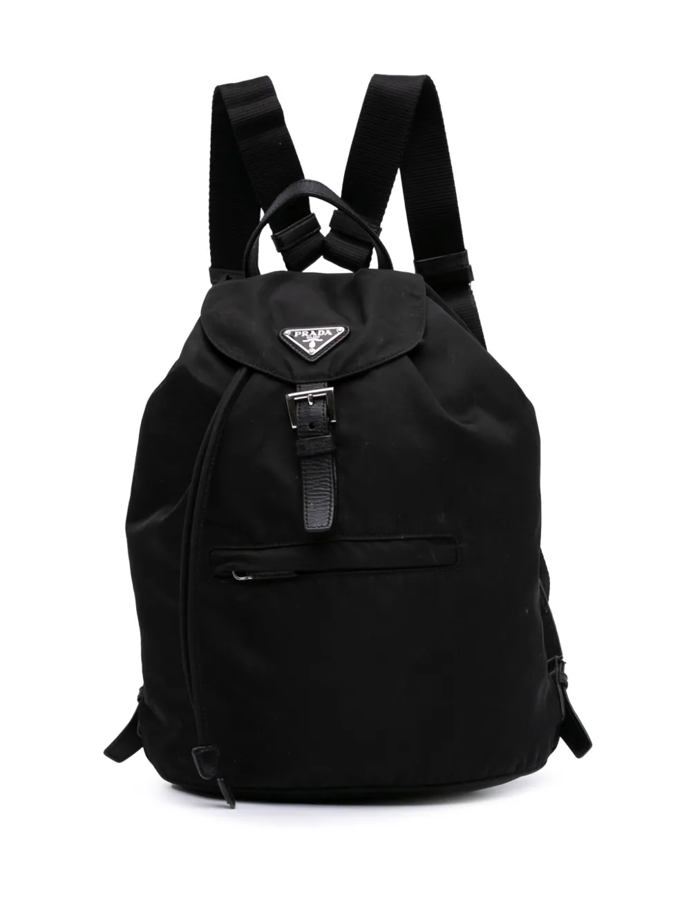 Prada Pre-Owned 2013-2024 Saffiano Trimmed Tessuto Drawstring backpack | Black | Image 1