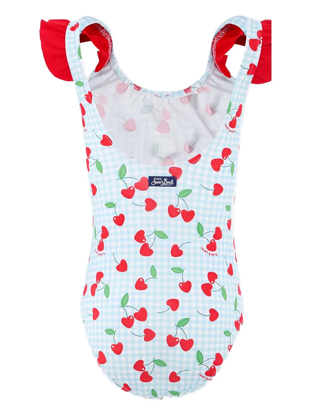 MC2 Saint Barth Kids Tilda cherry-print ruffled swimsuit Blauw