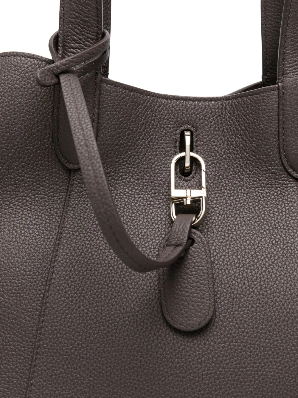 Giorgio Armani Shopper van bewerkt leer met gesp Bruin