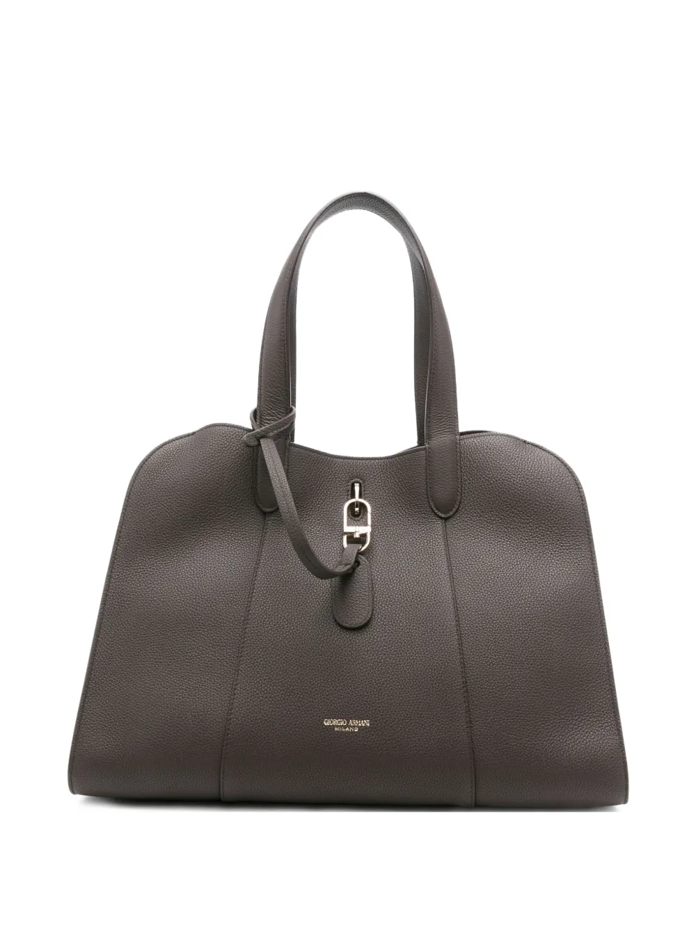 Giorgio Armani Grained Leather Clasp Tote Bag
