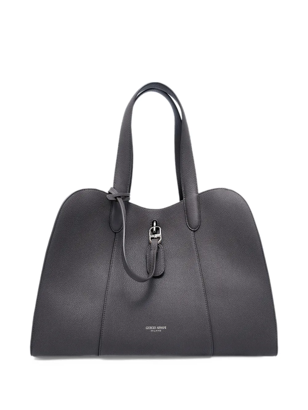 Giorgio Armani grained leather clasp tote bag – Brown