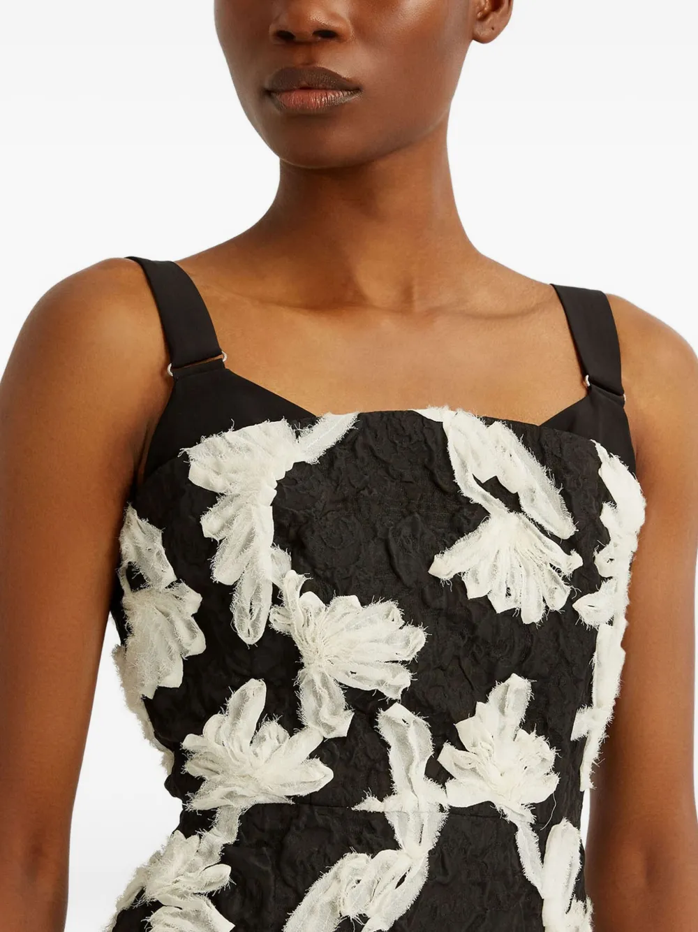 ERDEM Jurk met bloempatch Zwart