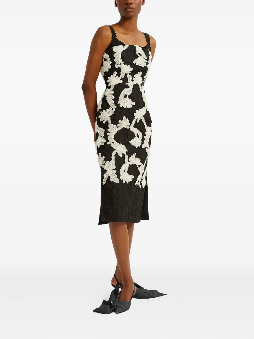 ERDEM Jurk met bloempatch Zwart