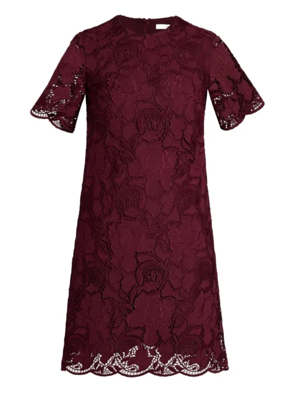 <関税込>ERDEM*フローラルシルク レースパネル ミニドレス ERDEM フローラルレース ミニドレス | レッド | FARFETCH JP
