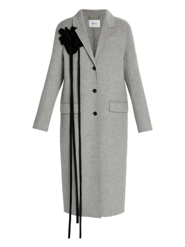 Erdem Floral-appliqué Tailored Coat in Grey