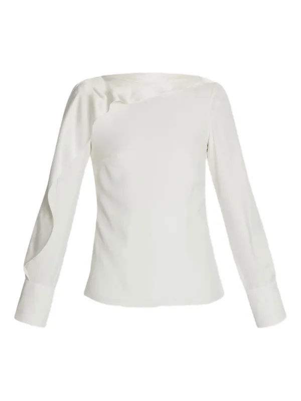 Erdem Ruffle-detail Long-sleeve Top in Neutrals