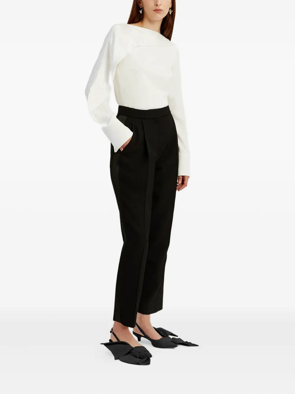 ERDEM Top met ruches Beige