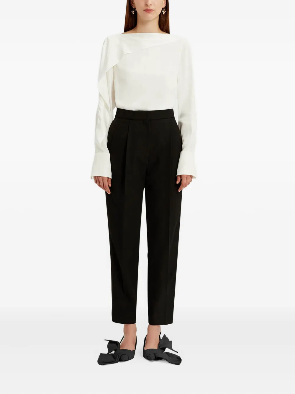 ERDEM Top met ruches Beige
