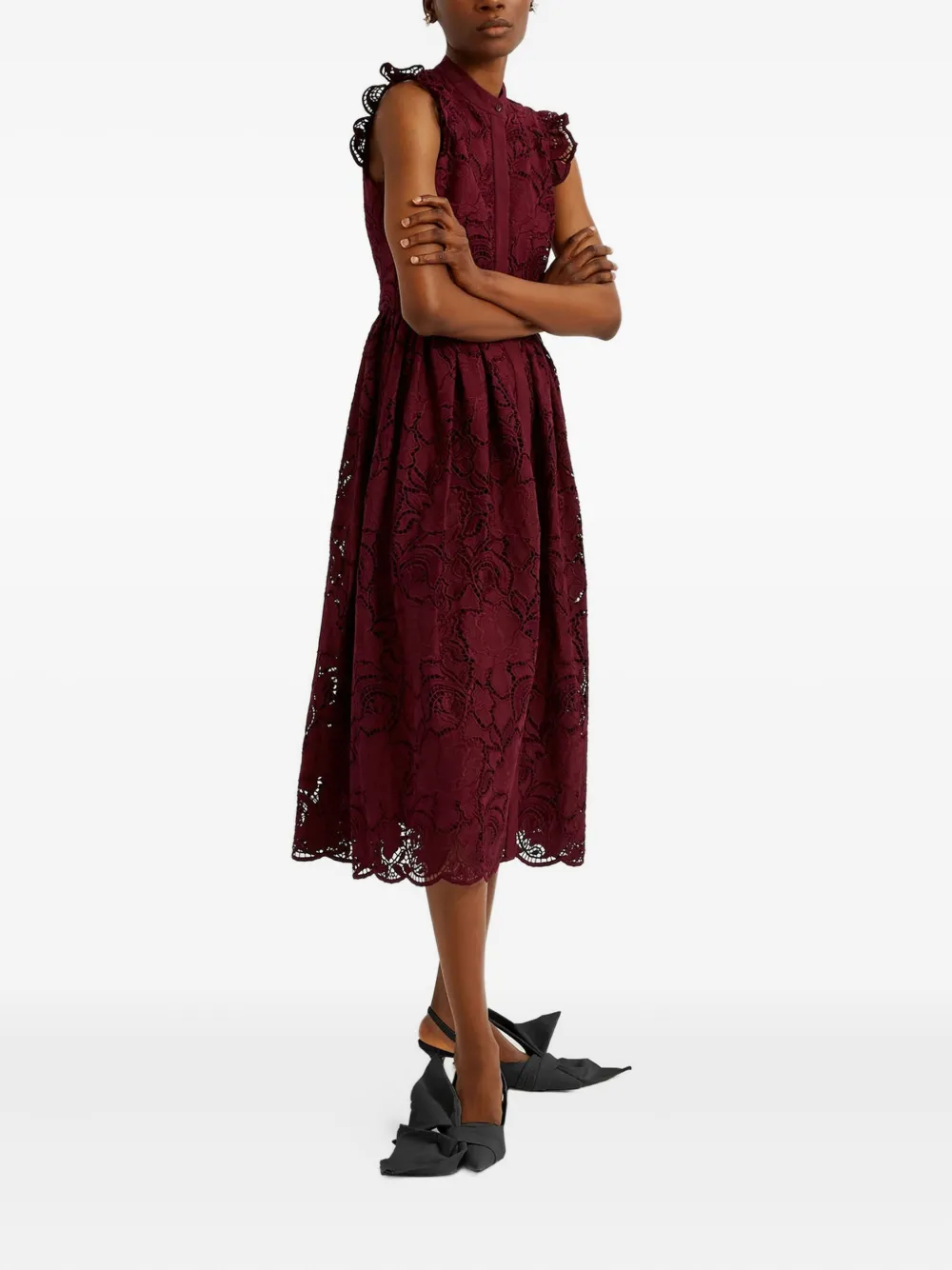 ERDEM Midi-jurk met ruches - Rood