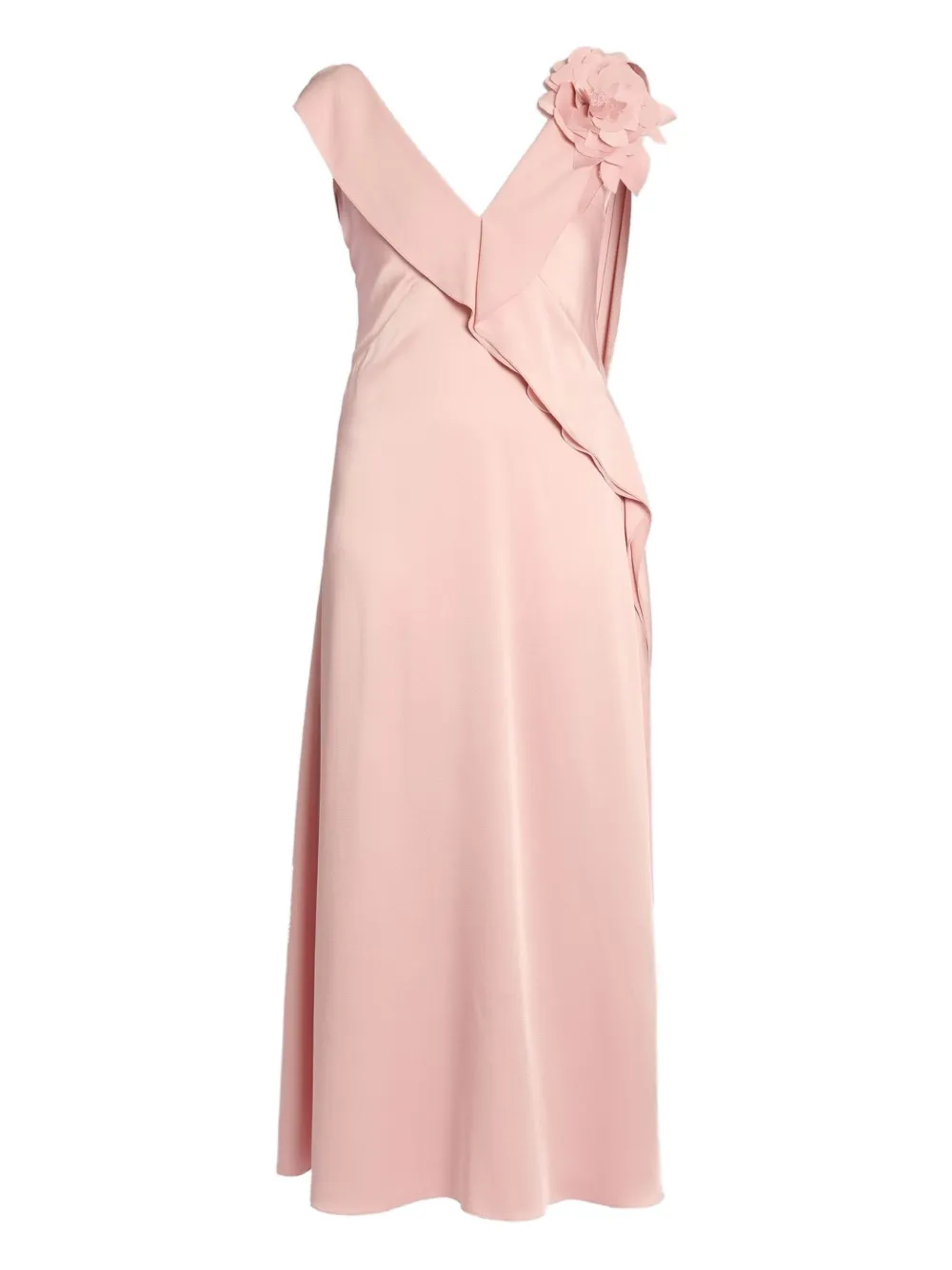 ERDEM Midi-jurk verfraaid met bloemen en ruches Roze