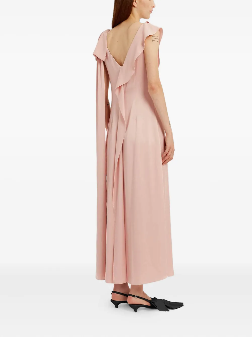 ERDEM Midi-jurk verfraaid met bloemen en ruches Roze