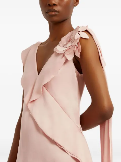 ERDEM floral-embellished ruffled midi dress