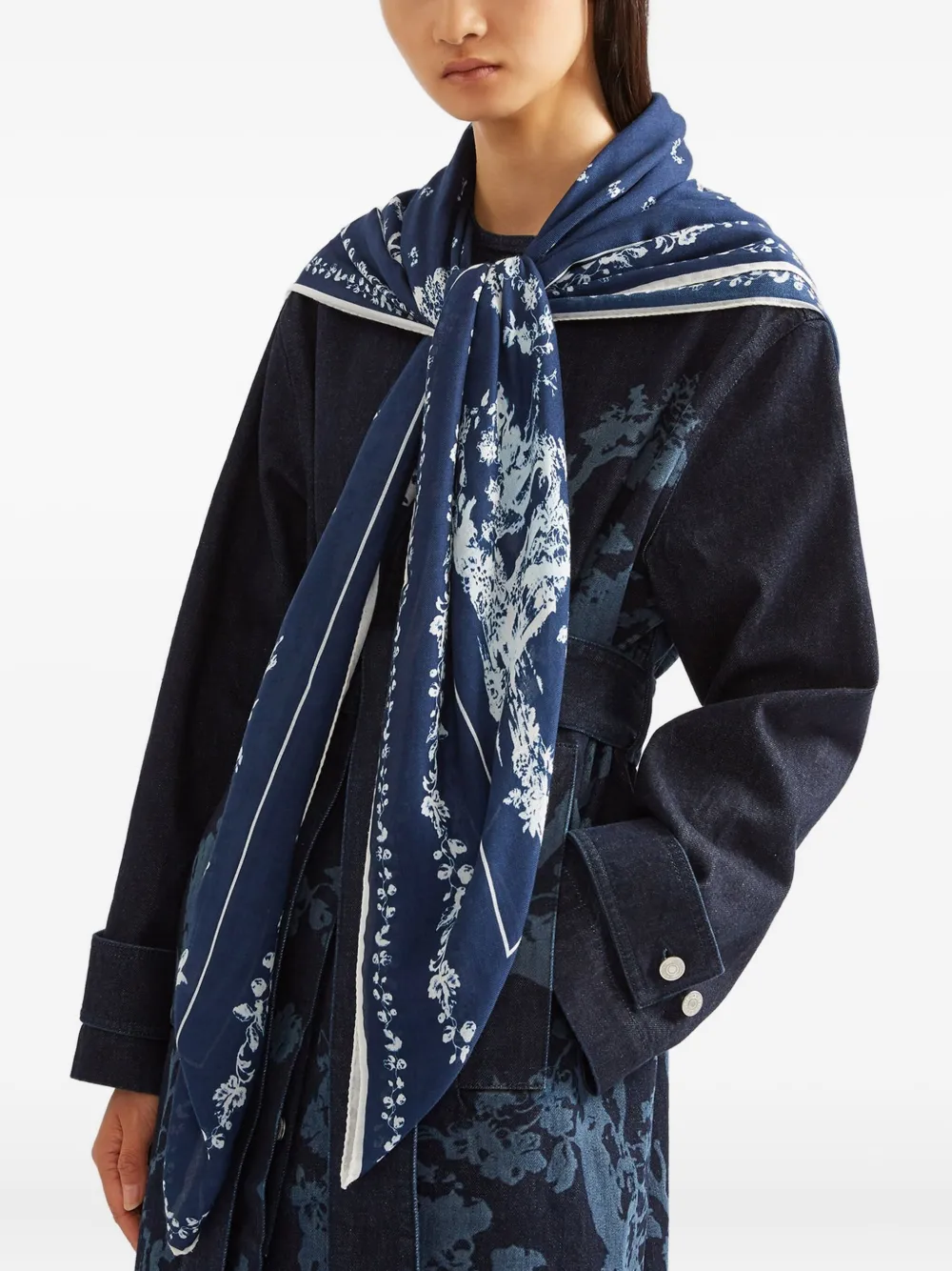 ERDEM Sjaal met bloemenprint Blauw
