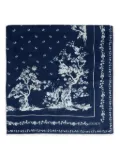 ERDEM floral-tree print scarf - Blue
