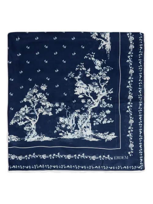 ERDEM écharpe à fleurs - Bleu - ERDEM - Modalova