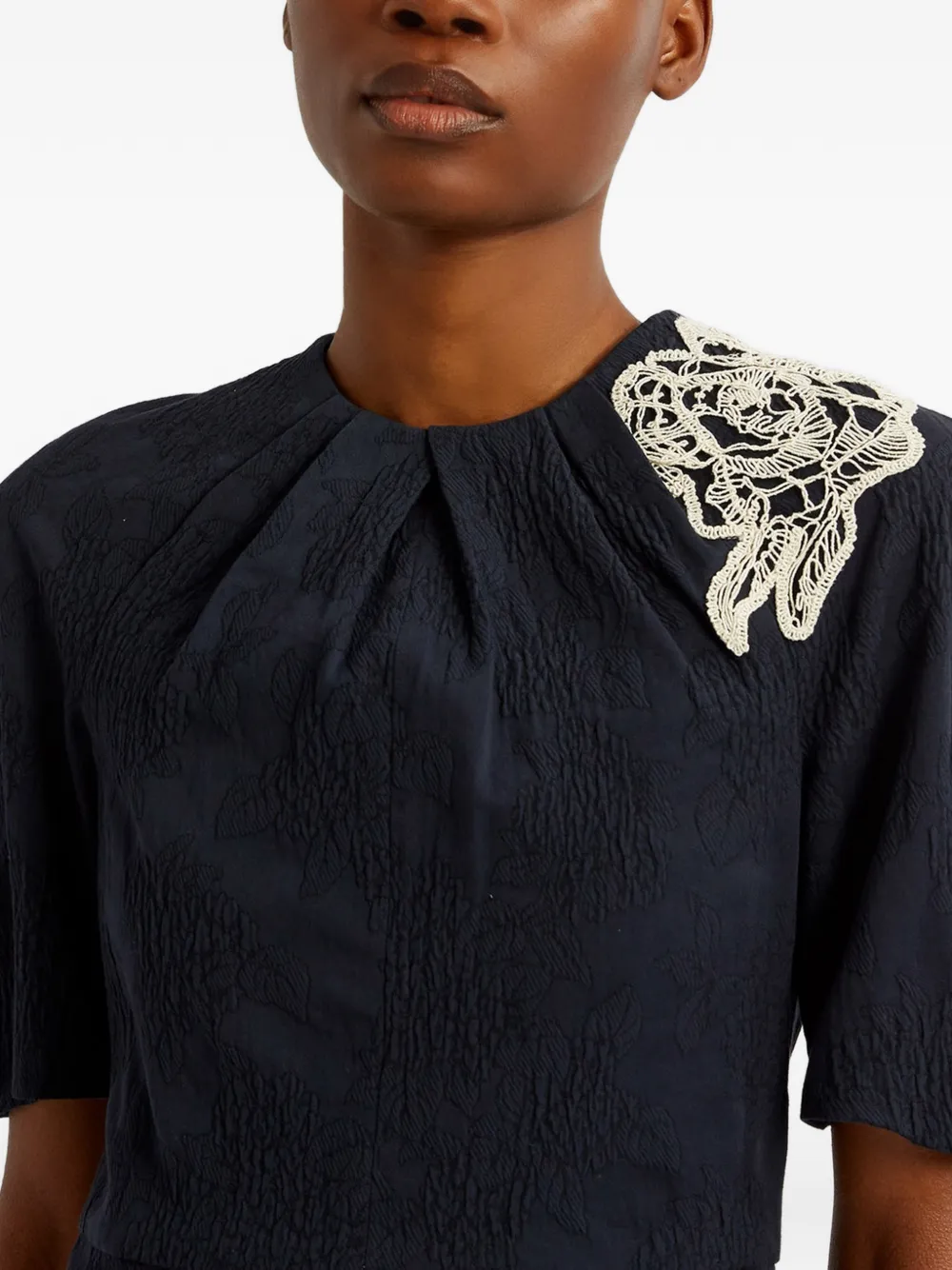 ERDEM Jurk met geborduurde bloemen Blauw