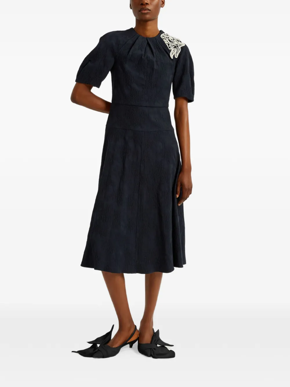 ERDEM Jurk met geborduurde bloemen Blauw