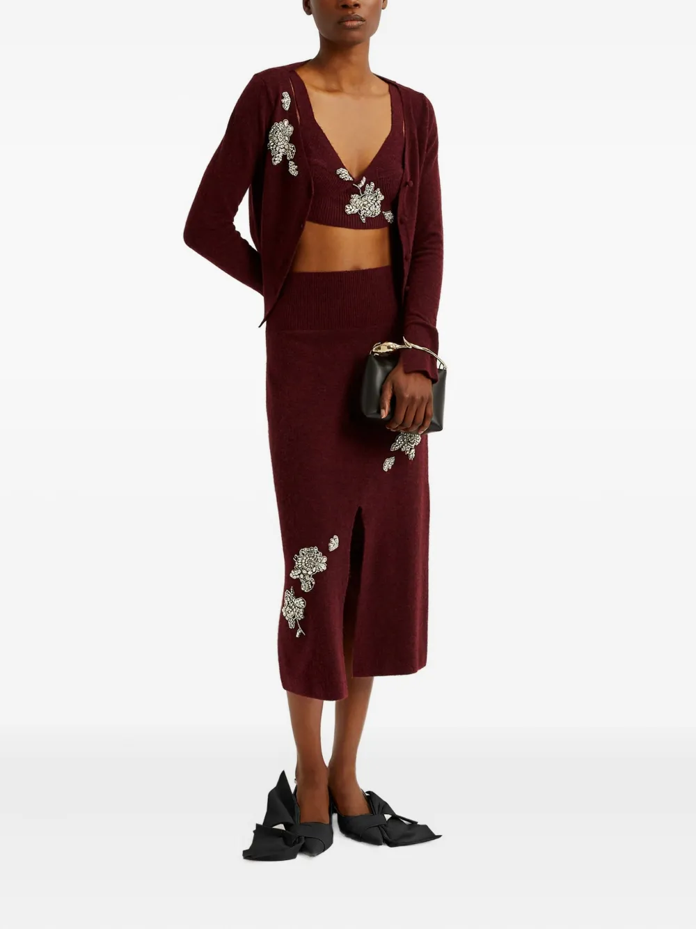 ERDEM embellished midi skirt Rood