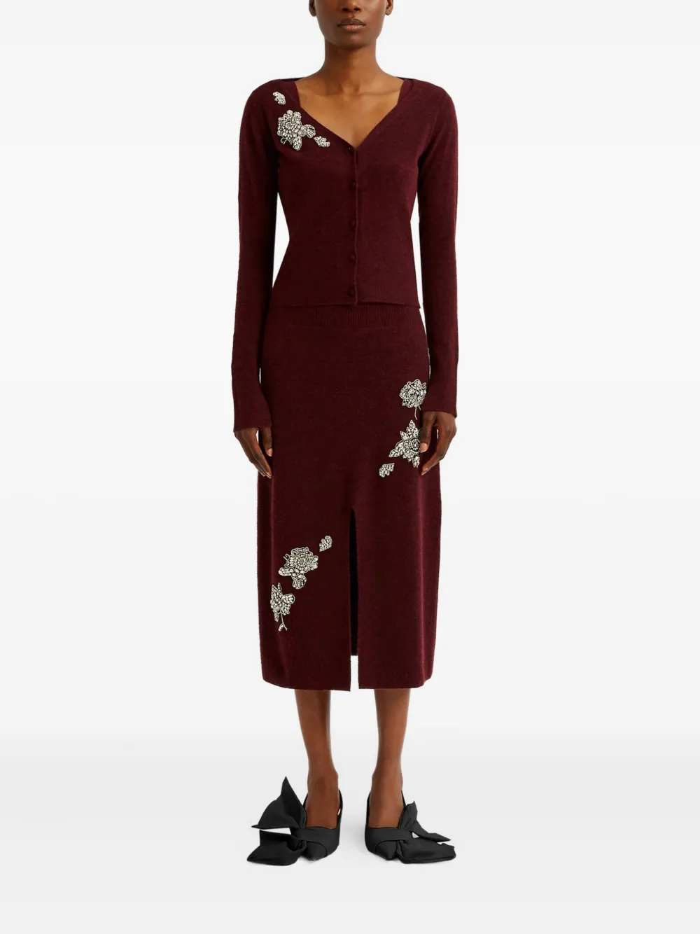 ERDEM embellished midi skirt Rood