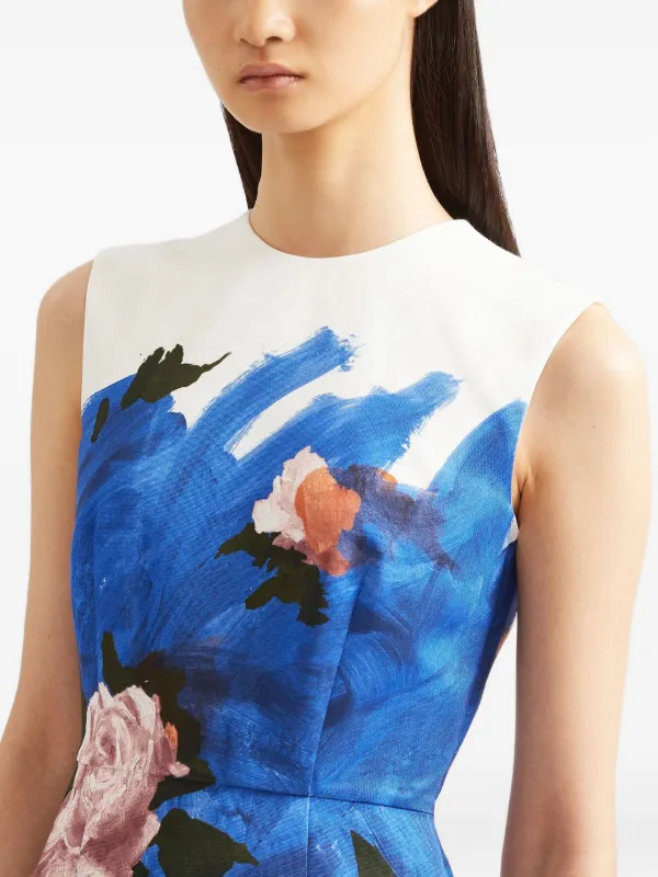 ERDEM floral-print Midi Dress | Blue | FARFETCH