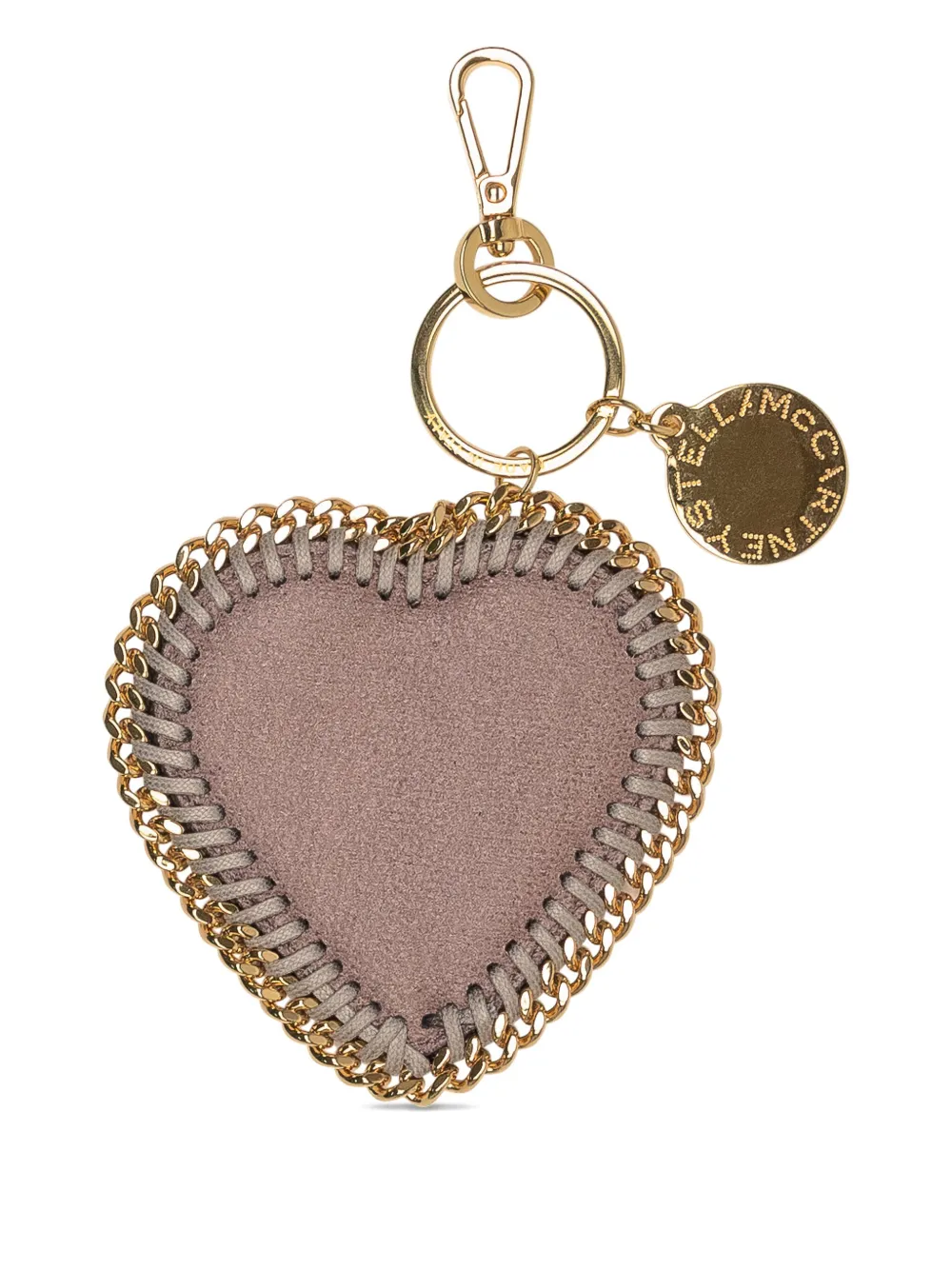 Stella McCartney chain-trim heart-motif keyring Beige