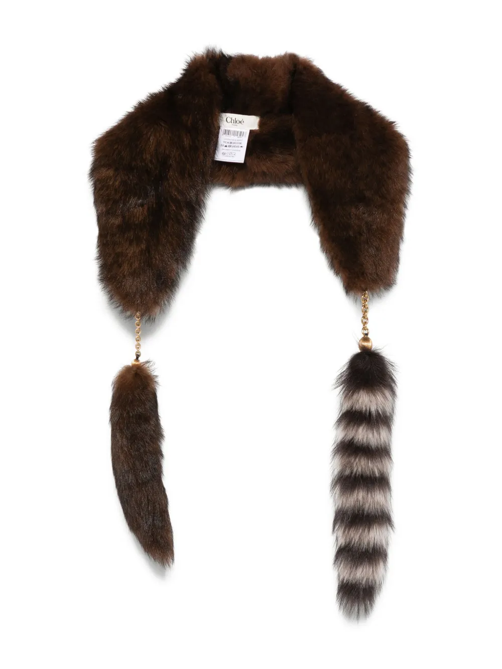 Chloé Embellished Shearling Scarf In Brown