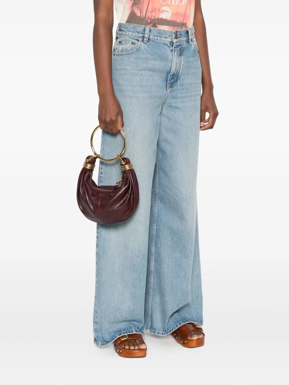 Chloé Leren shopper met rond handvat - Rood