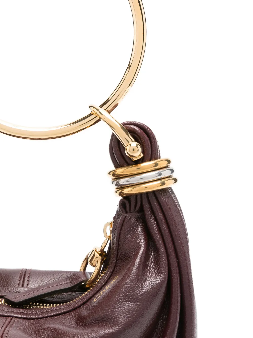 Chloé Circular-handle Leather Tote Bag In Red