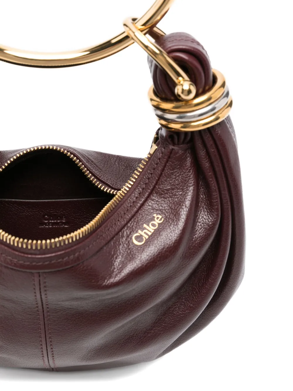 Chloé Circular-handle Leather Tote Bag In Red