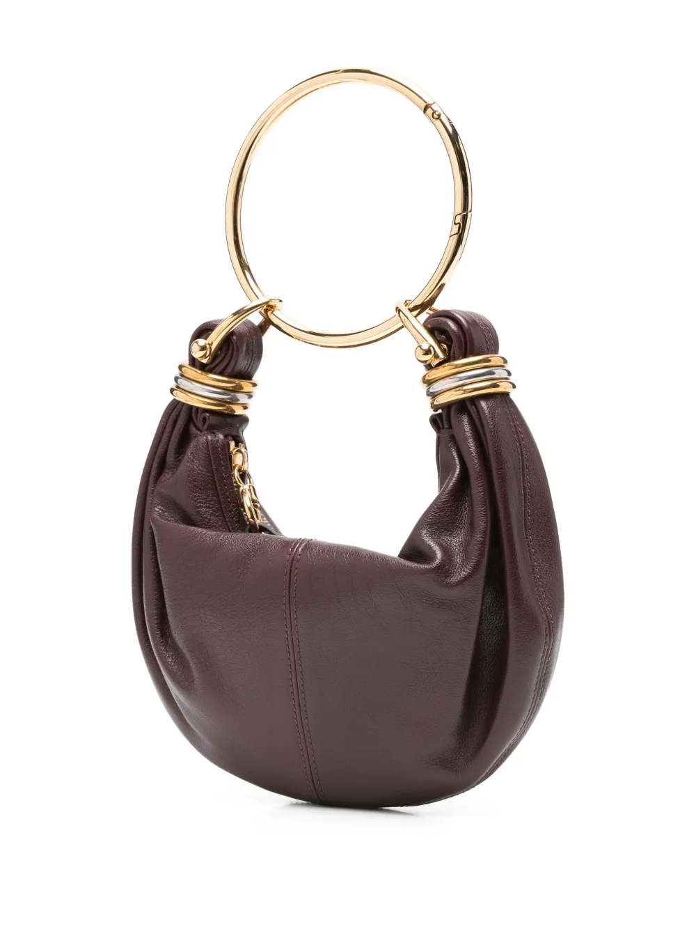 Chloé Circular-handle Leather Tote Bag In Red