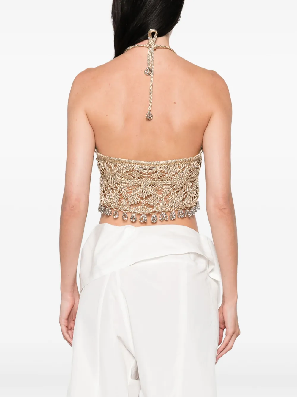 Rabanne halterneck embellished top Goud