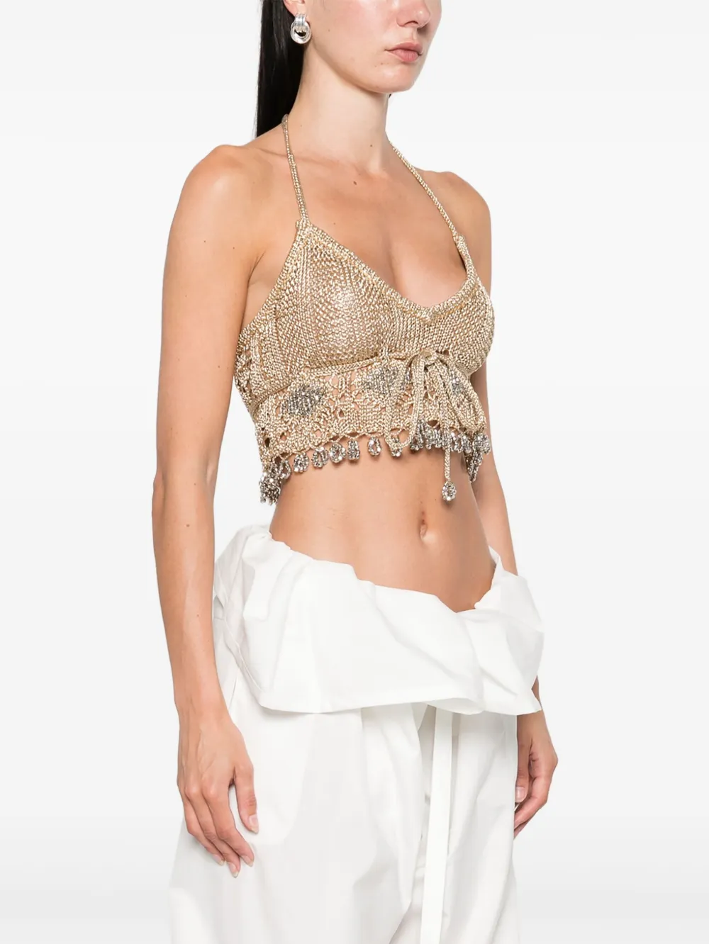 Rabanne halterneck embellished top Goud