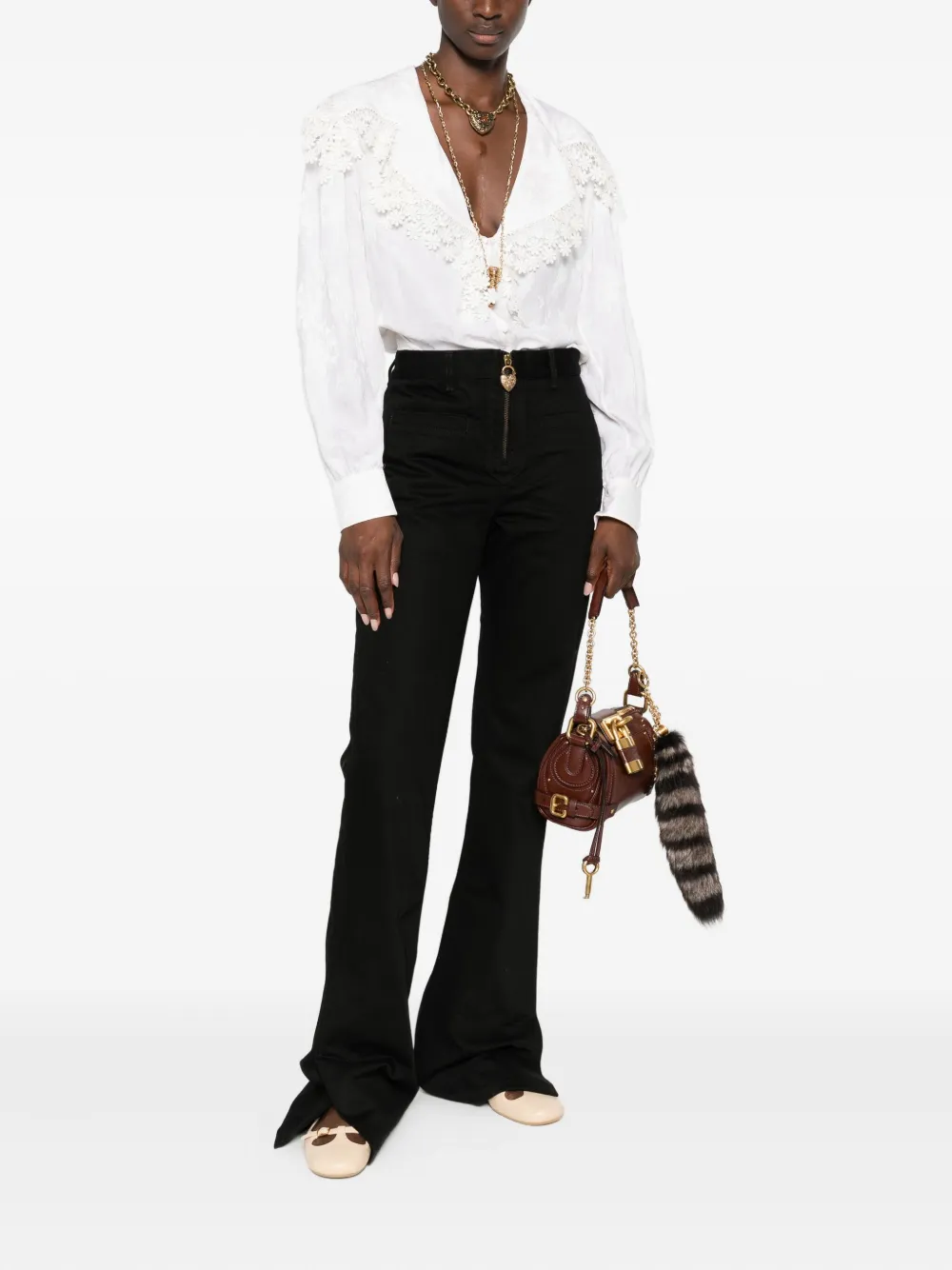 Chloé Floral-lace Shirt In White