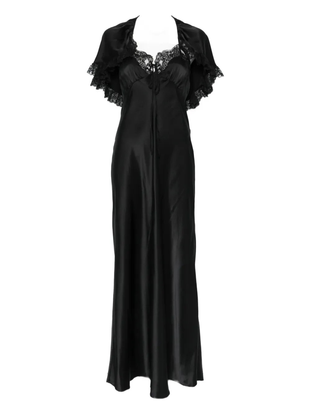 Chloé vestido largo con capa de encaje | negro | Image 1