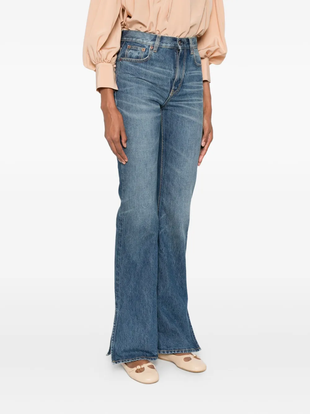 Chloé Straight jeans met split Blauw