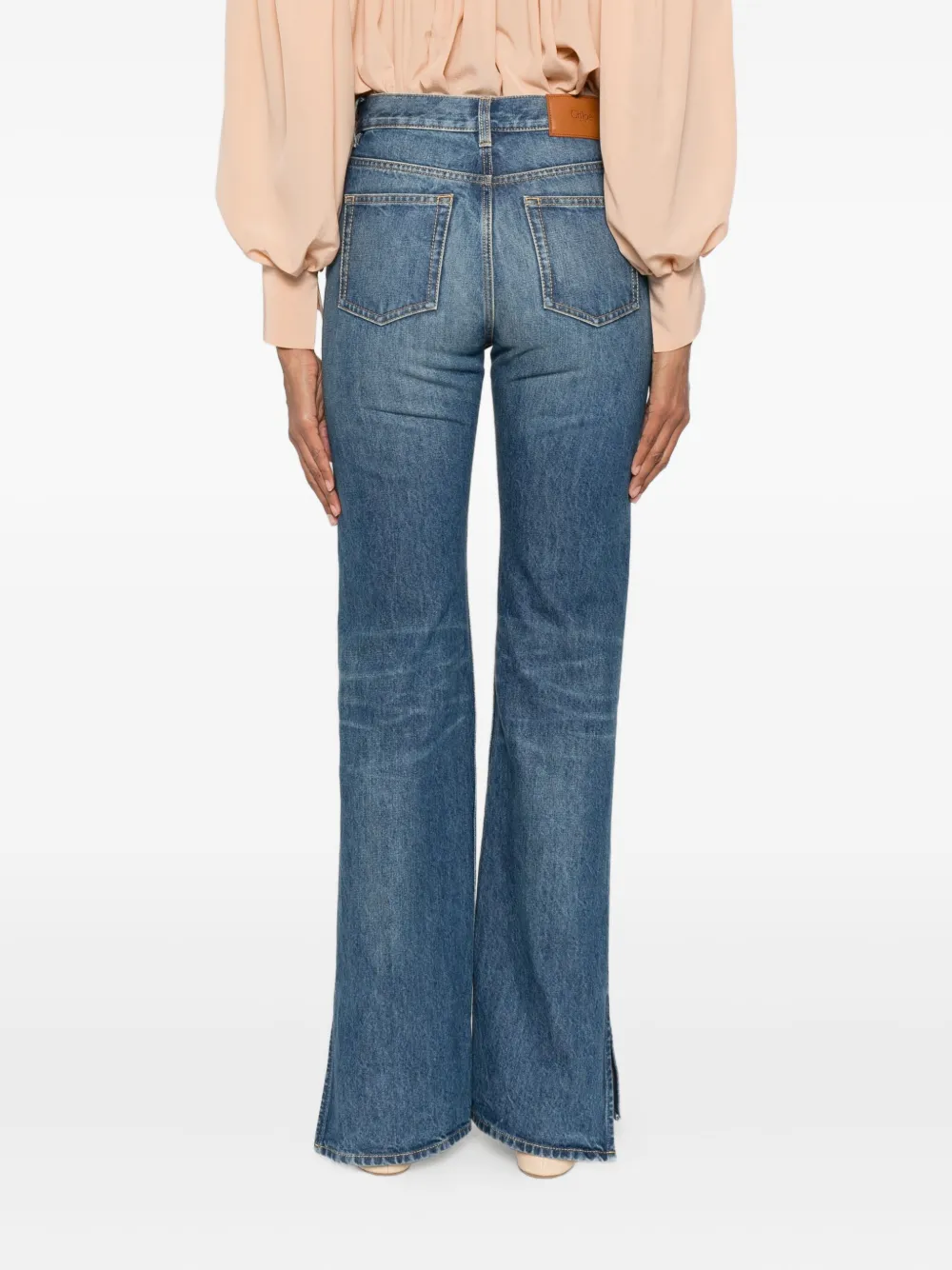 Chloé Straight jeans met split Blauw