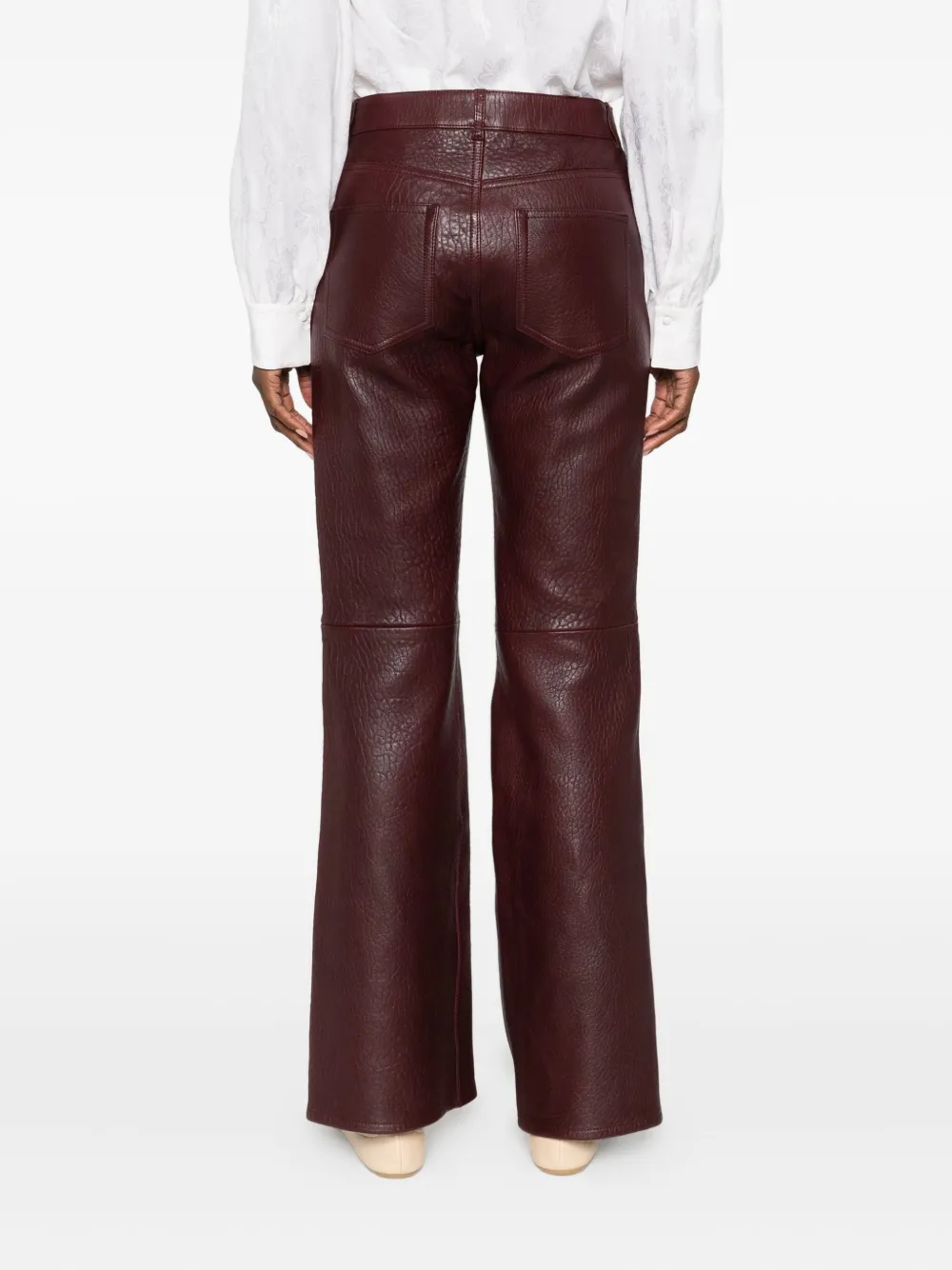 Chloé Leather Trousers In Burgundy