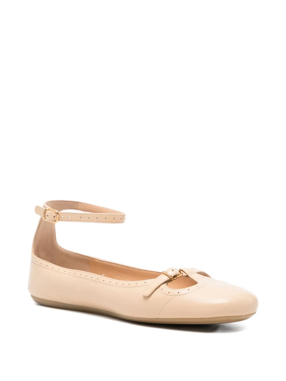Chloé Leather Ballet Flats In Neutral