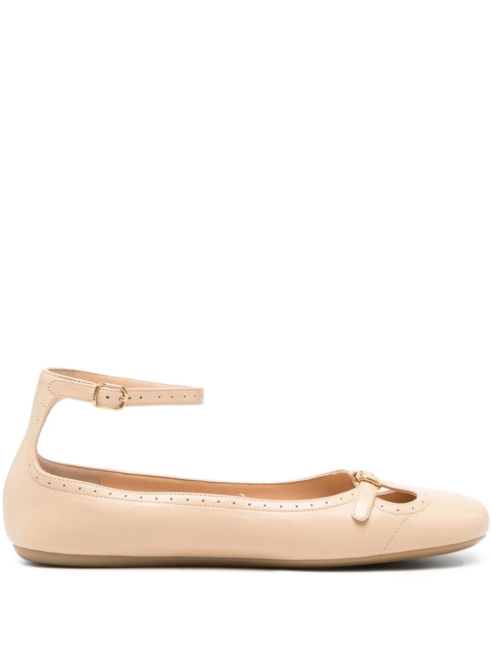 Chloé Leather Ballet Flats In Neutral