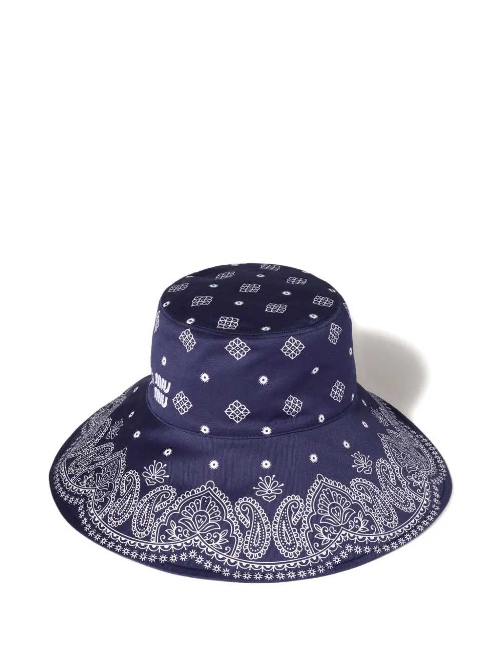 Miu bandana-print bucket hat Blauw