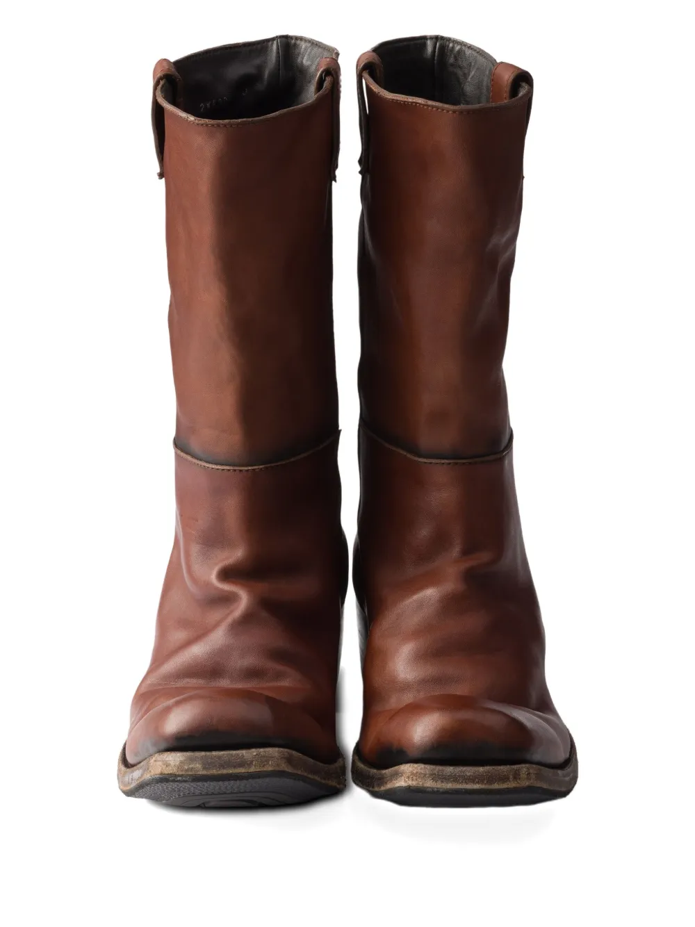 Prada leather cowboy boots Brown
