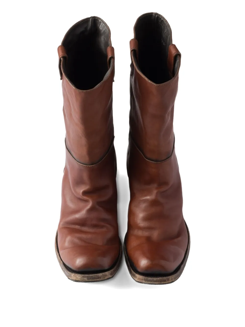 Prada leather cowboy boots Brown